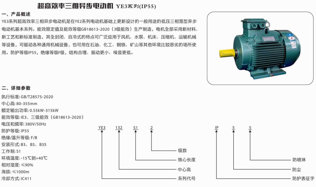 超高效率三相异步电动机  YE3系列 01