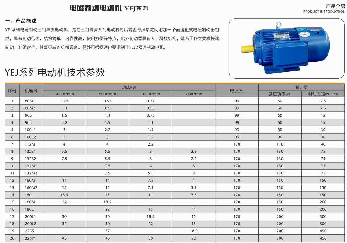 电磁制动电动机  YEJ系列 01